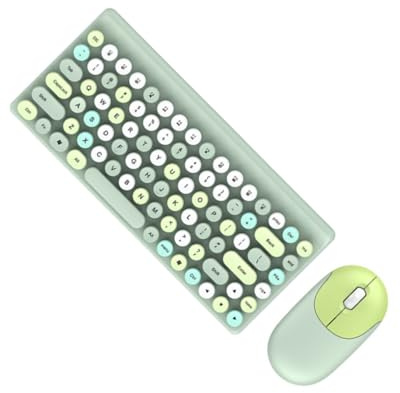 QUXVUIS Wireless Keyboard Mouse Set Universal Home Office Business Work Game PC Computer Key Board Gaming Part Accessories, Green