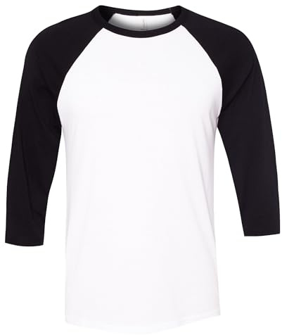 T-shirt de base-ball à manches 3/4 pour hommes - Blanc - X-Large