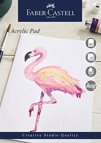 Faber-Castell Creative Studio Bloc de papier acrylique gommé 240 g/m² 15 feuilles A3