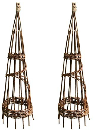 Selections Spiral Willow Garden Obelisks Plant Support for Climbers (1.15m high) - Pack of 2