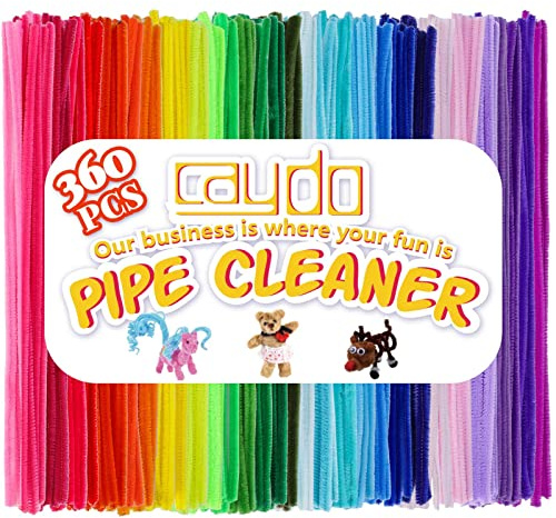 Caydo 360 Pieces Pipe Cleaners 40 Assorted Colored Chenille Stems for Art and Crafts, Children’s Craft Supplies, for Easter Decorations (6 mm x 12 inch)