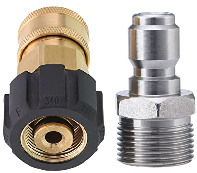 Tool Daily Hochdruckreiniger-Adapter, 3/8 Zoll Schnellverbindungs-Set, M22 14 mm auf M22 metrische Armatur, 5000 PSI