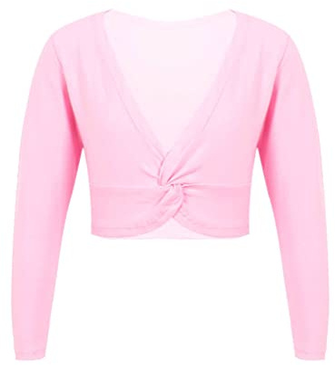 dPois Chaqueta de Ballet Danza para Niña Chaqueta de Baile Cruzada de Algodón Top Corto Manga Larga de Gimnasia Yoga Body Bolero Infantil Rosa 1-6 años