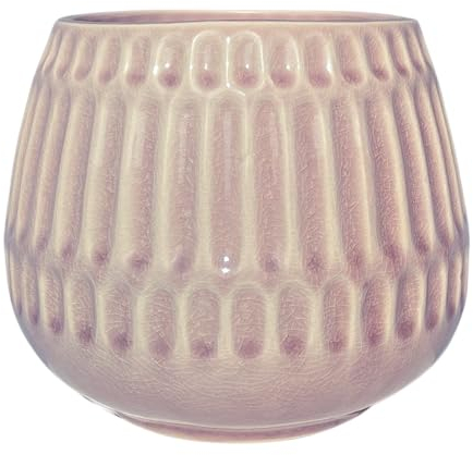 Nordring Retro Übertopf Vintage Pflanztopf für Zimmerplanzen Blumentopf Riff L (16,5 cm ø), rosa, Keramik