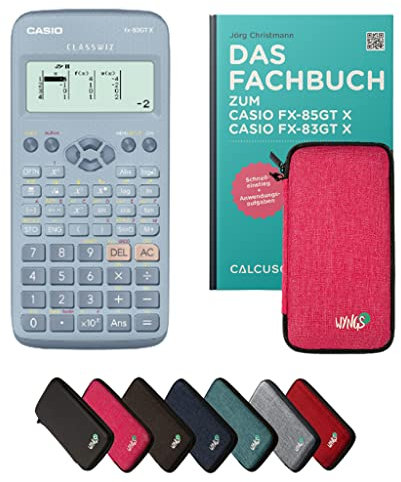 Casio fx-83GT X Incl. Funda Protectora Rosa y Libro especializado (64 páginas, DIN A5) – Calculadora científica – Smart Set (Alemán)