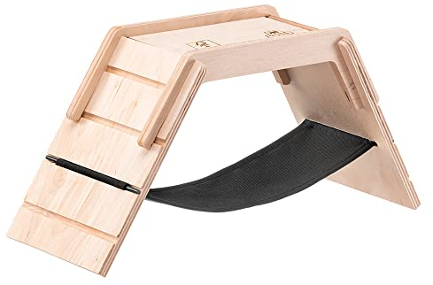 Ferplast Hamster-Holzbrücke mit Hängematte und Leiter, Mäuse, Hamsterspielzeug, Zubehör für Hamsterkäfige