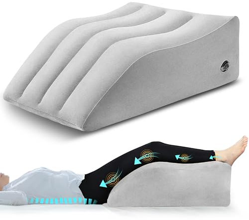 PleasurePeak Venenerhöhungskissen, aufblasbares Kissen zur Erhöhung der Beine, bequemes Keilkissen für den Schlaf, verbessert die Durchblutung, grau, tragbar