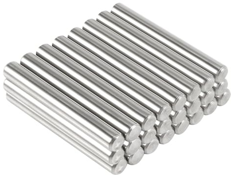 Adyoney 24Pcs 5mm x 40mm / 1/5 Inch x 1.57 Inch Dowel Pin 304 Stainless Steel Pegs Support Shelves Silver Tone
