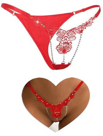 comeondear Stringtrosa för dam, sexiga erotiska underkläder, G-string, chic, stor storlek, trosor, tanga, smycken, låg midja, underkläder, stringtrosa, T-back