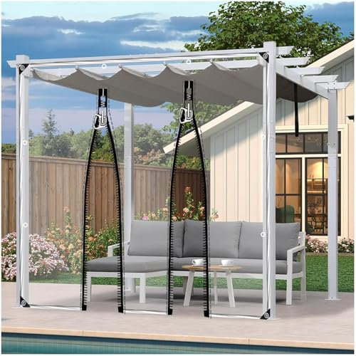 Bâche Pvc Transparente Avec Porte Fermeture Éclair, Rideaux De Bâche Extérieur, Panneaux Latéraux De Bâche Clairs Pour Pergola Jardin Garage, Bâche Imperméable Robuste 420g/m²,WxH-3x3.3m/9.8*10.8ft