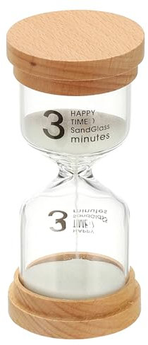 PATIKIL Reloj De Arena De 3 Minutos, Reloj De Arena De Madera con Vidrio De Borosilicato Alto para Juegos, Aula, Cocina, Oficina, Decoración del Hogar, Blanco