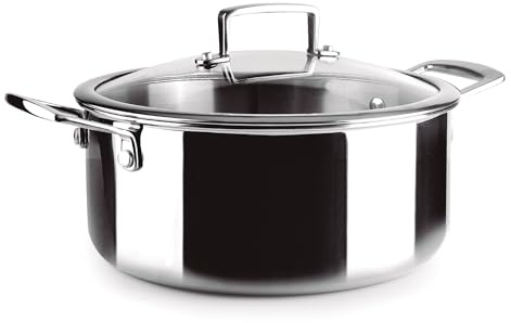 IBILI - Cacerola Tricapa Triply Natural 24 Cm, Acero inoxidable, Apto para induccion, sin antiadherente