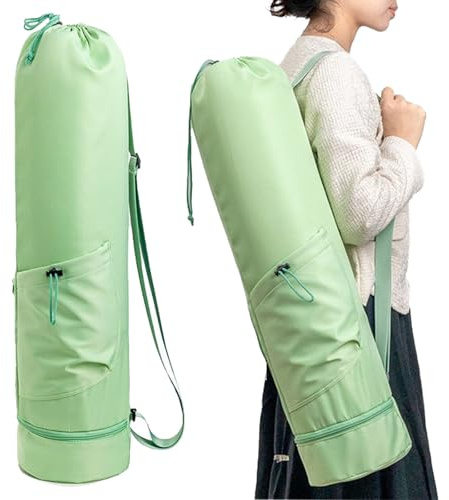 EDLMKM Yoga Mat Bag, Pilates Mat Bag, with Adjustable Carry Strap Pilates Bag with Bottle Pocket and Wet Compartment, Extra Wide, Fitness & Exercise Mat Travel Bag for Home Gym and Studio