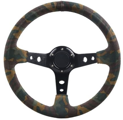 Volante Desplazado,Volante Deportivo,Volante Coche Volante de Carreras de Gamuza, Profundidad del Volante: 92 mm, diámetro: 350 mm.