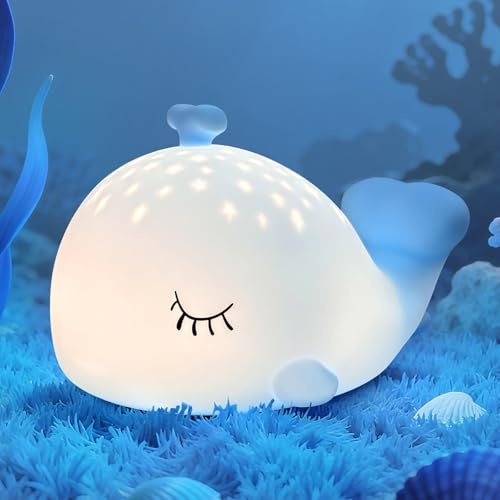 JVURICE Nachtlicht Kinder Wal Silikon Nachtlicht Dimmbar RGB Tier Touch Aufladbare Kinderlicht Schlafzimmer Led Night Light Dekor Kinder Lampe Geschenke Für Mädchen Junge Weihnachtsgeschenke