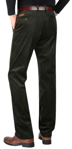 Oanviso Pantalón De Pana Chino Hombre Casuales Pantalone de Traje Slim Fit Moda Elasticos Pantalóns de Trabajo Vaqueros Pantalones Straight Otoño e Invierno A Ejercito Verde L
