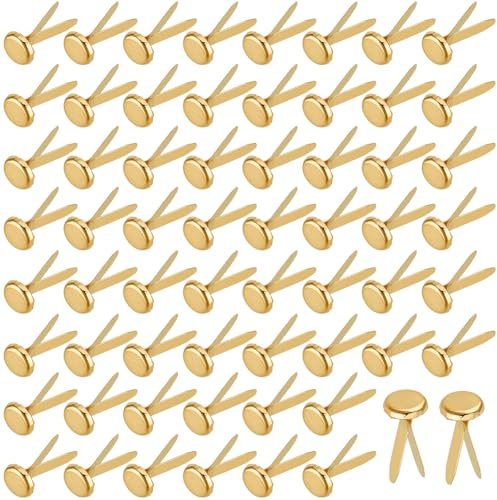 GORGECRAFT 300Pcs Paper Plated Scrapbooking Brads 18mm Golden Metal Round Head Brass Fasteners for Paper Crafts Split Pins Pastel for DIY Projects Stamping Scrapbook Office Household Supplies