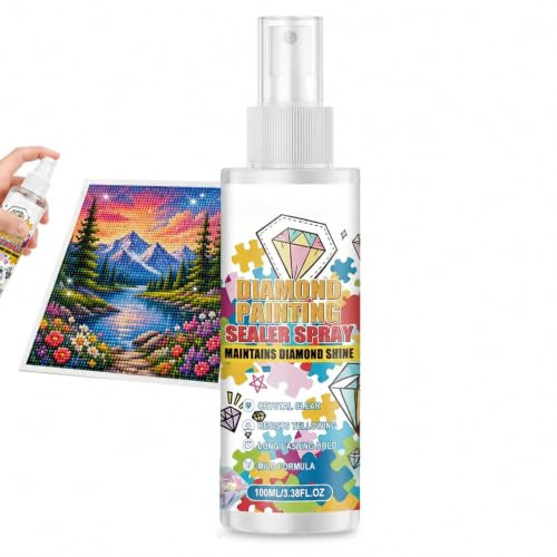KADFEL Spray Sigillante per Diamond Painting Colla Rapida per Pietre di Resina, Protegge da Polvere e Perdita di Strass, Mantiene I Quadri Diamantati Lucidi e Brillanti (100ml)