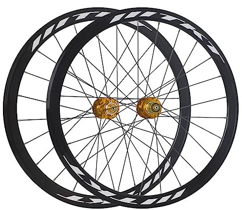 Hjulsats För Landsvägscykel 700C Aluminiumlegering Hjulsats Cykel Skivbroms | Snabbkoppling 24 Hål Nav Främre Bakre Hjul För 8/9/10/11/12 Hastighet(Gold)