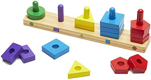 Melissa & Doug Stack and Sort Board | Wooden Stacking Toys | Developmental Toy | Motor Skills | Montessori Toy | 3+| Gift for Boy or Girl