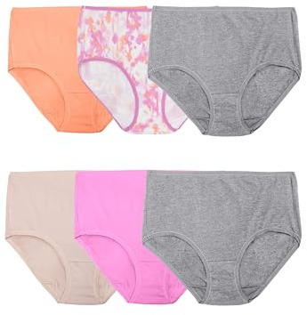 Fruit of the Loom Women's 6 Pack Microfiber Hi-Cut Panties, Multi, 8