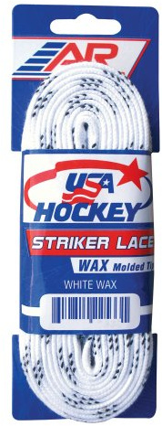 A&R Striker Ice Hockey Waxed Skate Laces, Pro Style Heavy Duty Lace-White-120 Inches