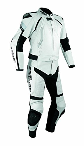 A-Pro Tuta Pelle Moto Racing Pista Sport 2 Pezzi Divisibile Giacca Pantalone Bianco 56