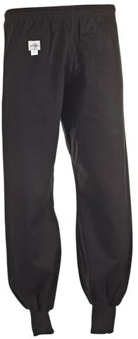 Ju-Sports Kung Fu Hose 160 Schwarz I Leichte Hose mit Gummizug mit Zusatzschnürung I 100% Baumwolle I Unten mit klassischem Kung Fu Bündchen I Auch geeignet für Wing Tsun UVM.
