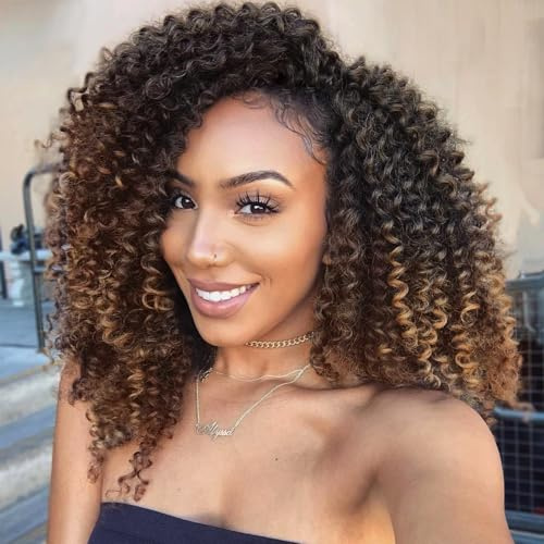 Lady Miranda Afro Kinky Curly Braiding Extensions, Crochet Hair, Short Styles (Black & Brown)