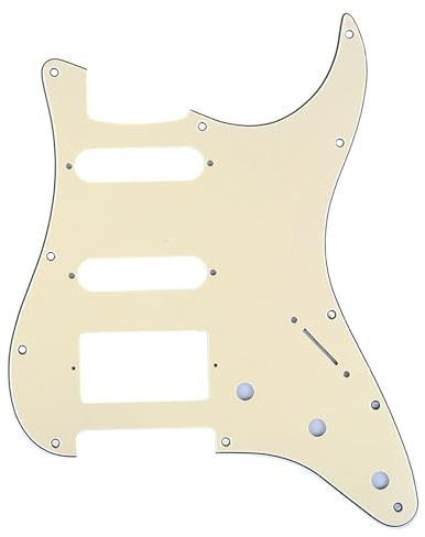 Musiclily Pro 11 Fori HSS Chitarra Battipenna Strat Pickguard per Chitarra Elettrica American Stratocaster,3 strati Crema