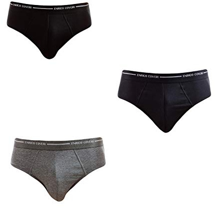 ENRICO COVERI slip in cotone elasticizzato uomo art. ES1000 (6pz) - 5, assortito - nero, grigio, blu
