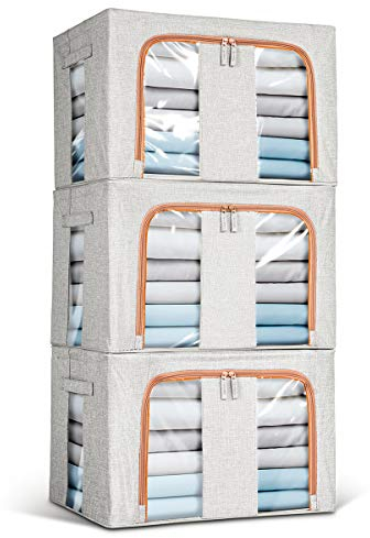 Lesfit Fabric Storage Boxes, Large Capacity (66L), Set of 3