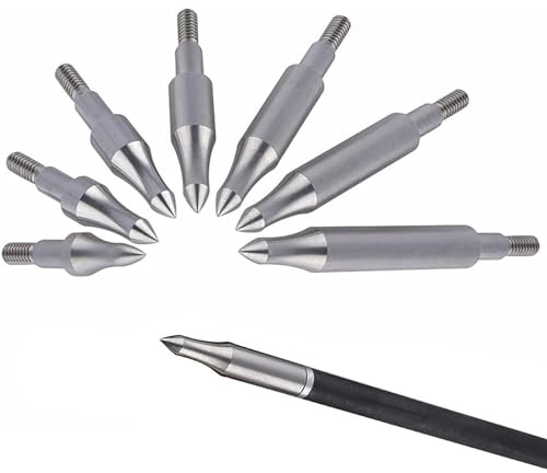 AMEYXGS 12 pièces Pointes de flèche 75/100/125/200/250/300grain têtes en Acier Pointes de flèche à Visser Point de Champ pour flèches de Chasse à Arc composé et Arc Classique (Argent, 125grain)