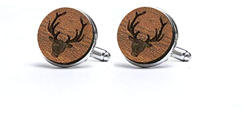 Manschettenknöpfe Herren Holz Hirsch- manschettenknöpfe hochzeit Paar Manschettenknöpfe aus Natürlichem Holz