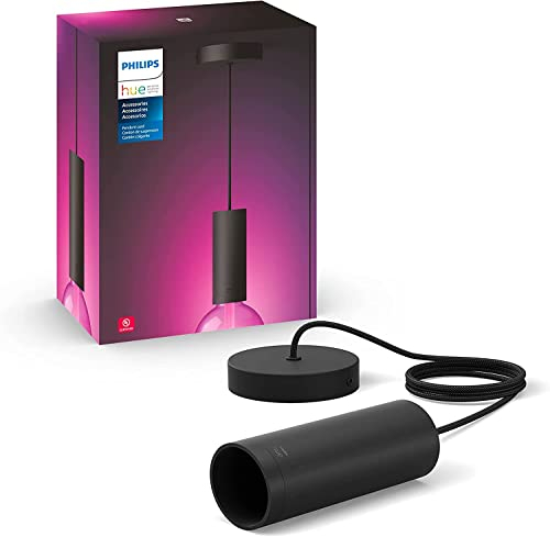 Philips Hue Hanging Black Cord Fixture for LED Smart Lighting [E27 Edison Screw Socket] Easy Installation for Indoor Home Lighting. Bedroom, Livingroom and Dining.