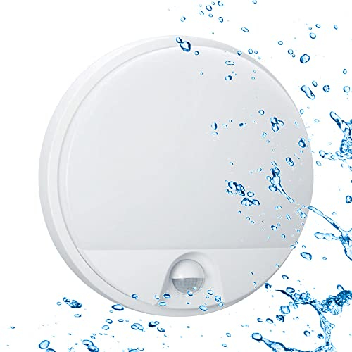 Sigmaled lighting - Plafoniera Led Esterno Interno 10W IP54, Applique da Parete Esterno con Sensore di Movimento, Luce Naturale 4000K 900Lm, Luci Esterne a Muro Tonda per Giardino Condominio Scale