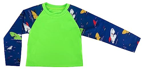 Maglietta di Protezione Solare UV Bambini/e a Maniche Lunghe Costume da Bagno Surf Nuoto Spiaggia (cod. 6016) (4 Anni, Verde)