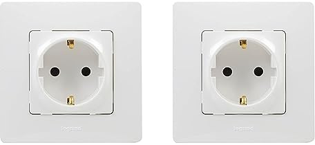 Legrand 396434 Enchufe o toma 2P+T de pared de la gama Niloé monoblock, mecanismo completo, color blanco (Paquete de 2)