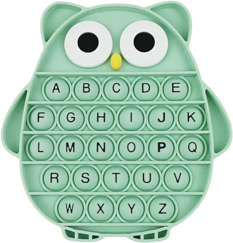 YIZHIXIANGQ Pop it Fidget Spielzeug, Silikon Fidget Spielzeug, Push Pop Bubble Sensory Fidget Toy, Pop it Spielzeug, mit Buchstabentasten, Angstlinderndes Spielzeug für Kinder und Erwachsene(Grün)