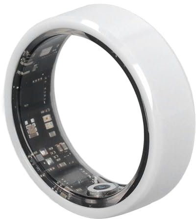 Health Tracker Smart Ring, Weiße Keramik, IP68, Wasserdicht, Schrittzähler, Schlafüberwachung, Wiederaufladbarer Ring mit 7 Tagen Akkulaufzeit für IOS Benutzer (Nr. 10)
