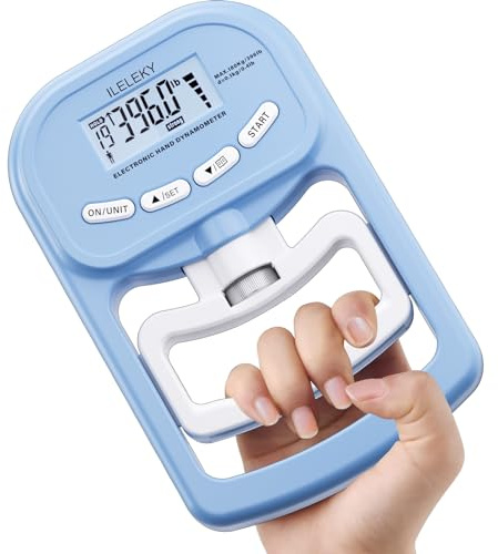 ILEKY Handdynamometer greppstyrketränare – elektronisk handgrepp styrka testare grepp stärkare handtränare mätare digital handgrepp träningsmätare 180 kg för sport hem skola användning