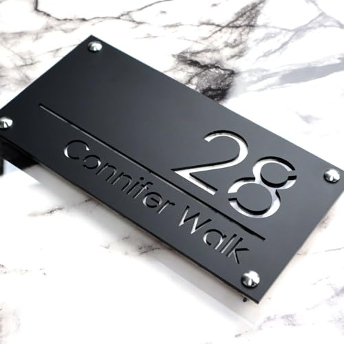 Placa 3D para pared de casa, estilo europeo moderno, letrero personalizado para puerta, decoración del hogar, placa de matrícula al aire libre (negro y blanco)