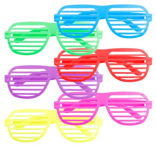 GroveEss 6PCS Shutter Shading Glasses,6 Neon Colors Sunglasses,Novelty 80's Party Slotted Glasses Party Bag Fillers for Fancy Dress Costume Accessories Photo Prop Decoration