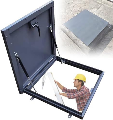 Ventana De Techo Para Instalación En Cubierta Cubierta De Tragaluz Techo Plano Inclinado Ventana De Pozo Subterráneo Ventilación Manual Aluminio Para Sótano,60×60cm