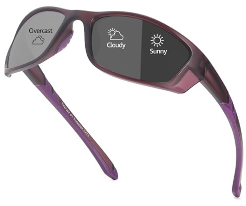 Myiaur Lunettes de vélo photochromiques pour femme - Lunettes de soleil de sport polarisées avec protection UV400 pour la course à pied et le cyclisme