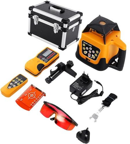 Automatic Self-Leveling Transit Laser Level, 500M 360° Rotating Laser with Receiver for Construction and Grading