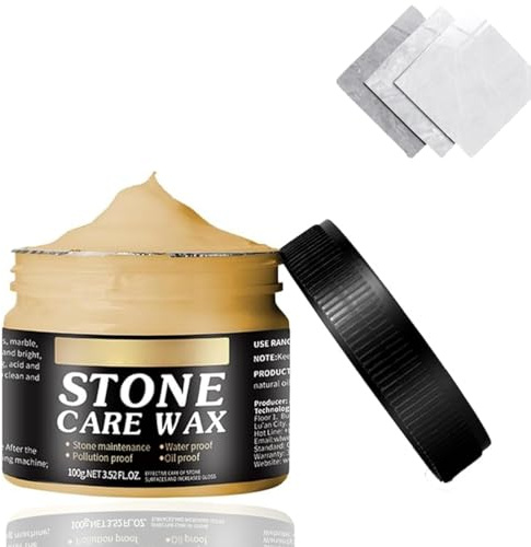 Granite Polish,Stone Maintenance Polishing Wax,Granite/Quartz Worktop Cleaner,Marble Cleaner,Waterproof Protector,Anti-Stain Formula,St one Polishing Care W ax,Natural S tone Sealer,W ax Polish,85g