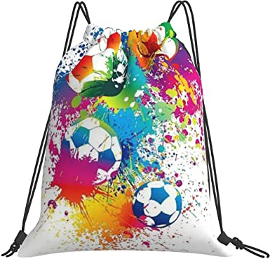 Mochila con Cordón 36x42cm, Salpicadura De Fútbol Mochilas Escolares Gran Capacidad Cómodo Mochila Saco Tela Unisex, para Estudiantes, Deporte, Compras