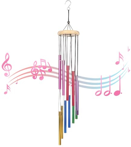 Wind Chimes for Garden, Colorful Wind Chimes with 12 Aluminum Tubes, Garden Hanging Ornament for Patio, Balcony & Yard Decoration, Outdoor Indoor Hanging Decor