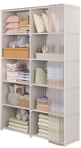 Armario de Armario Portátil de Eventerde, Acero, Tela No Tejida, 6 Pisos, 155 x 28 x 80 cm, Estante para Ropa de Almacenamiento, Antipolvo, para Dormitorio, Dormitorio, Escuela o Casa